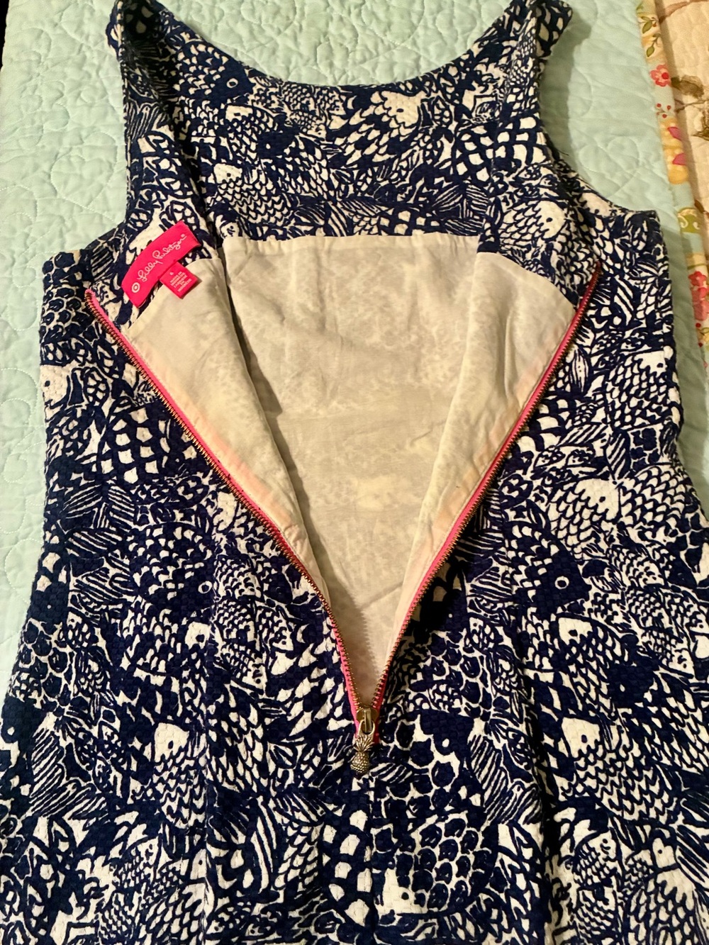 Lilly Pulitzer Navy and White Crochet-Trim Shift Dress - Picture 6 of 10